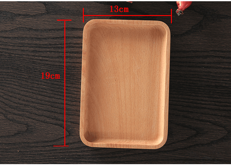 Round Rectangular Wooden Tray Breakfast Dinner Dessert Tea Tray