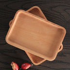 Round Rectangular Wooden Tray Breakfast Dinner Dessert Tea Tray