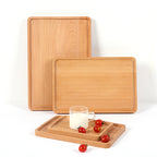 Round Rectangular Wooden Tray Breakfast Dinner Dessert Tea Tray
