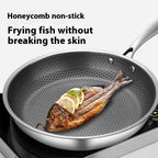 Household Stainless Steel Full Screen Honeycomb Frying Pan