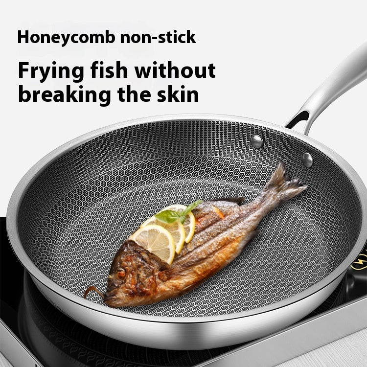 Household Stainless Steel Full Screen Honeycomb Frying Pan
