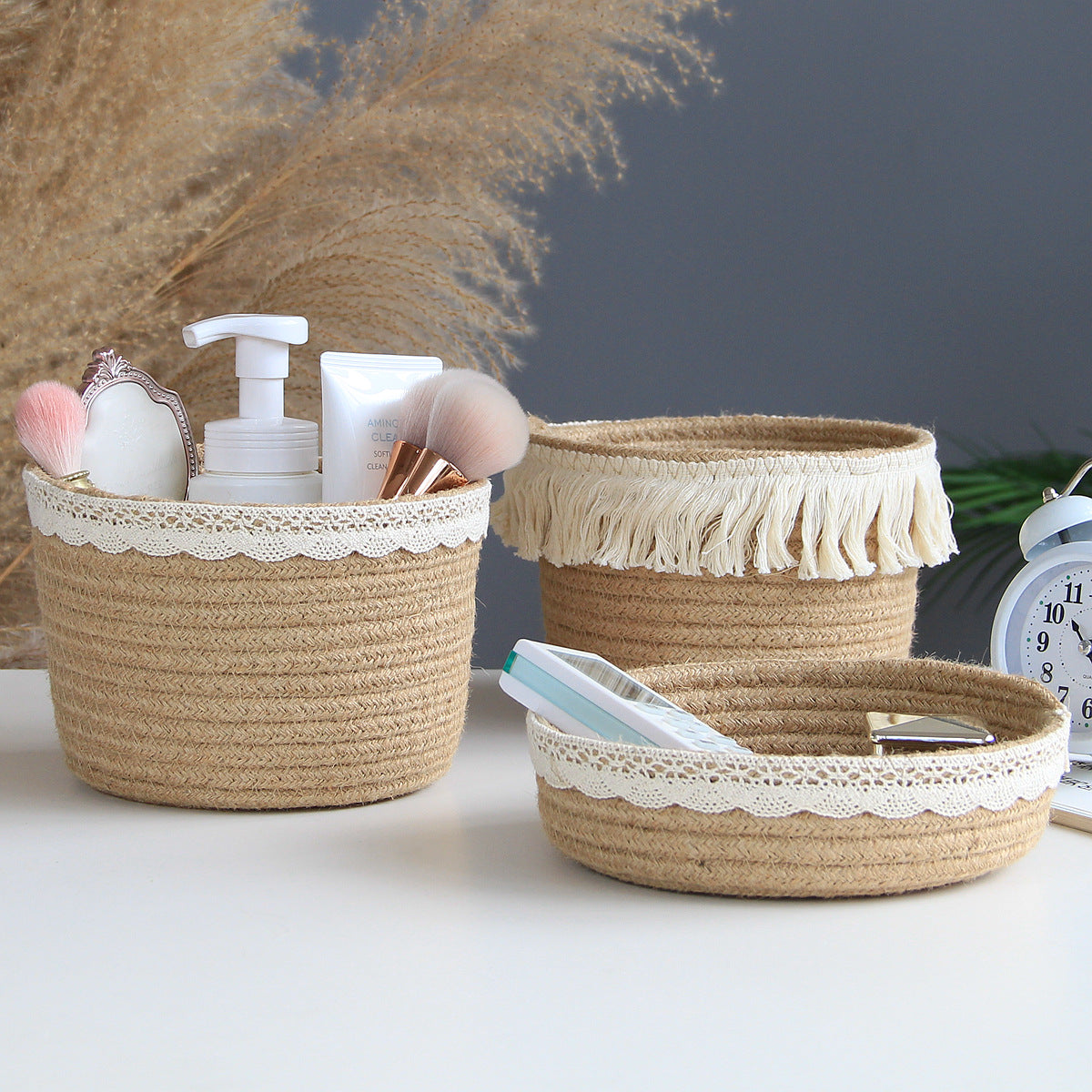 Cotton Woven Decorative Boxes for Countertop Organizing Cosmetic Perfume