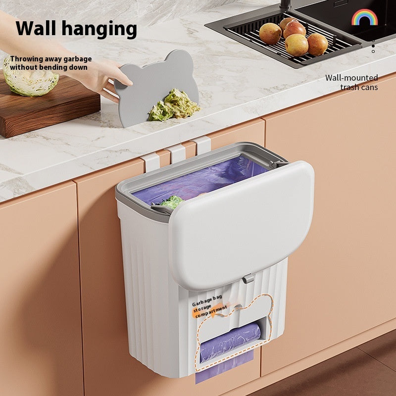 Wall-mounted Kitchen Waste Storage Bucket With Lid
