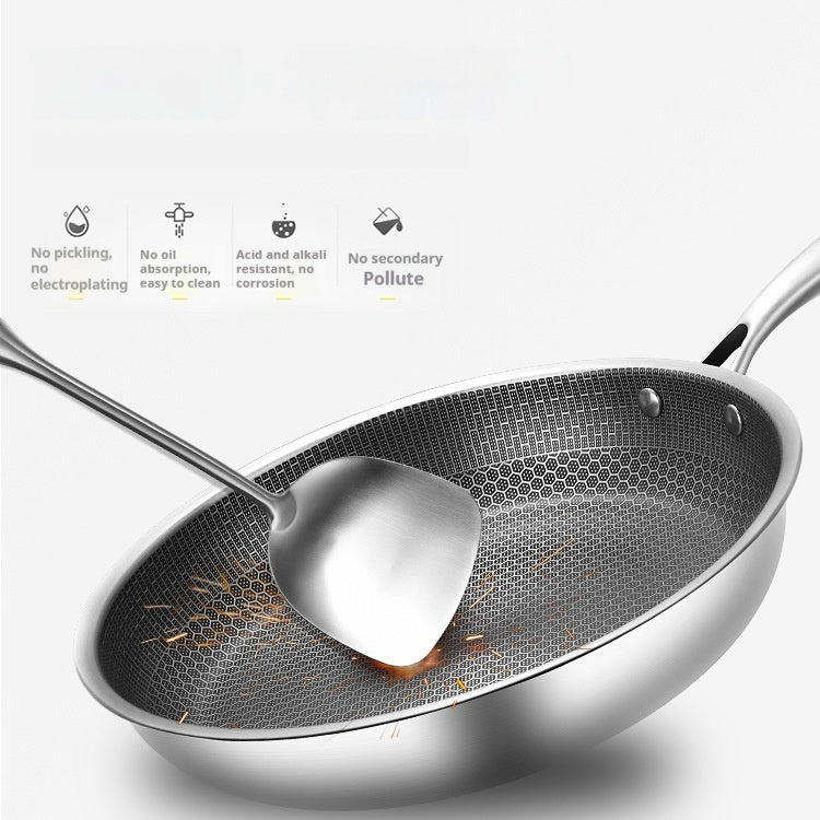 Household Stainless Steel Full Screen Honeycomb Frying Pan