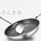 Household Stainless Steel Full Screen Honeycomb Frying Pan
